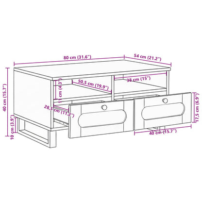 Coffee Table Artisan Oak 80 x 54 x 40 cm Solid Mango Wood