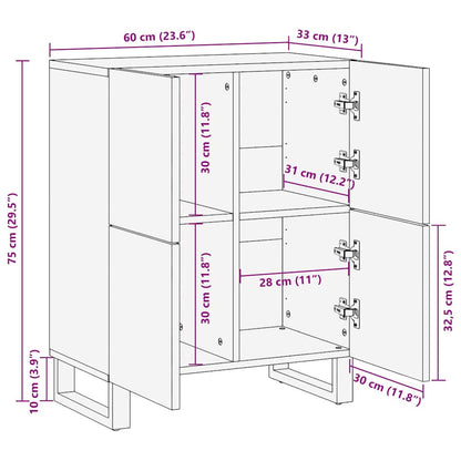 Sideboard with Storage Brown 60 x 33 x 75 cm Solid Mango Wood