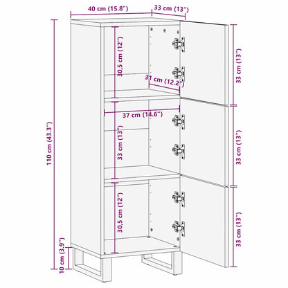 Highboard with Drawer Brown 40 x 33 x 110 cm Solid Mango Wood