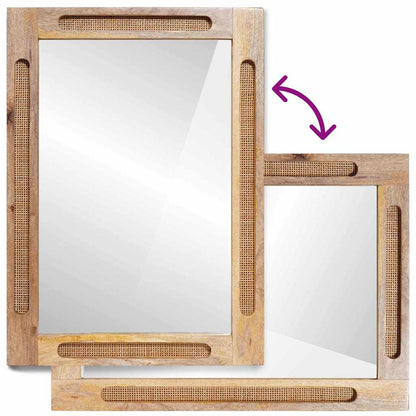 Bathroom Mirror Brown 50 x 2.5 x 70 cm Solid Mango Wood