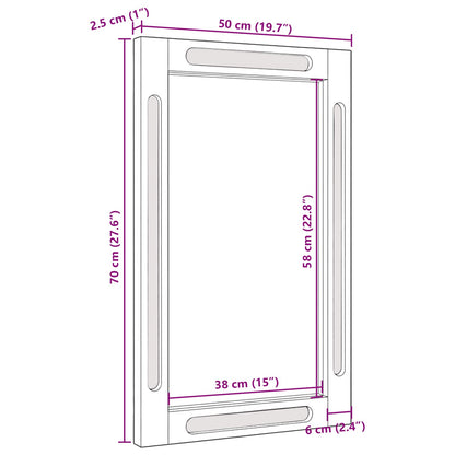 Bathroom Mirror Brown 50 x 2.5 x 70 cm Solid Mango Wood