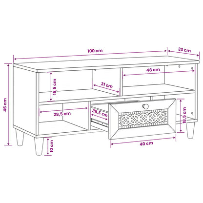 TV Cabinet with Drawer 100 x 33 x 46 cm Solid Mango Wood