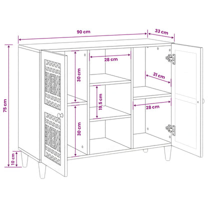 Sideboard 90 x 33 x 75 cm Solid Mango Wood