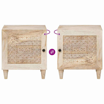 Bedside Cabinet Beige 40 x 33 x 46 cm Solid Acacia wood