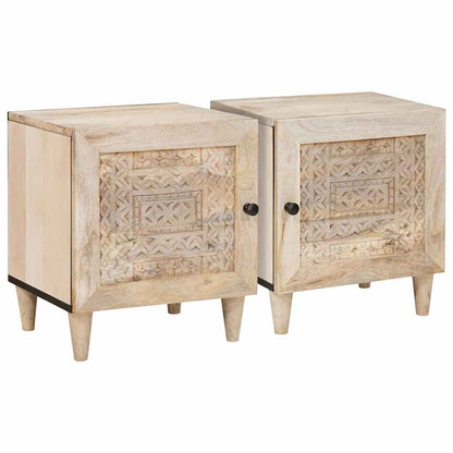 Bedside Cabinet 2 pcs Beige 40 x 33 x 46 cm Solid Acacia wood