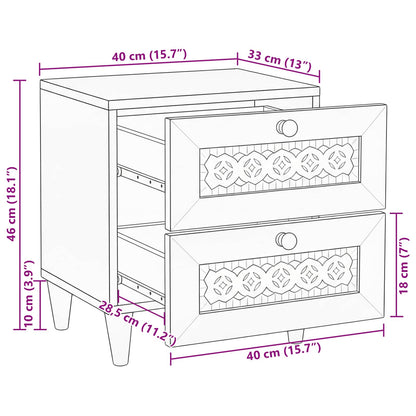 Bedside Cabinet Beige 40 x 33 x 46 cm Solid Acacia wood