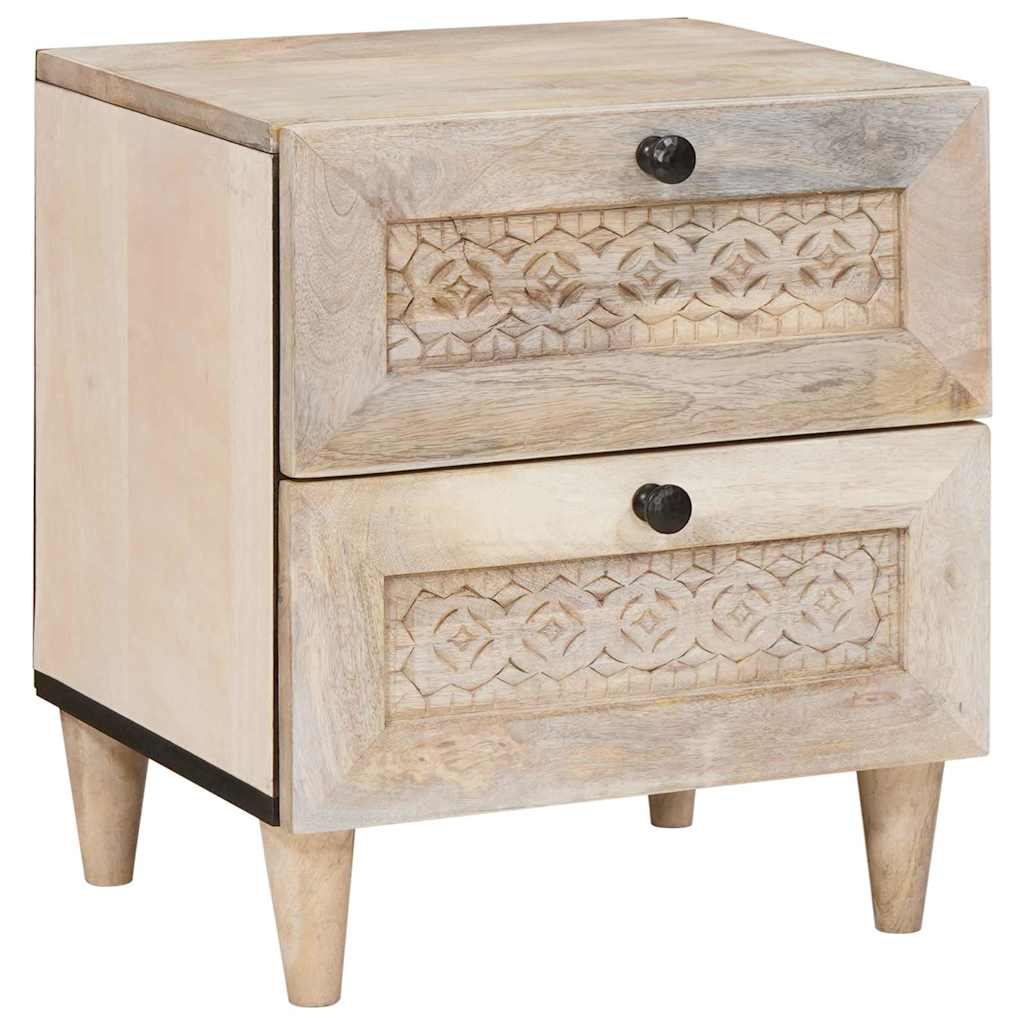 Bedside Cabinet 2 pcs Beige 40 x 33 x 46 cm Solid Acacia wood