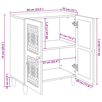 Sideboard White 60 x 33 x 75 cm Solid mango wood