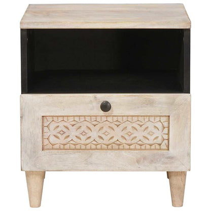 Bedside Cabinet Beige 40 x 33 x 46 cm Solid Acacia wood