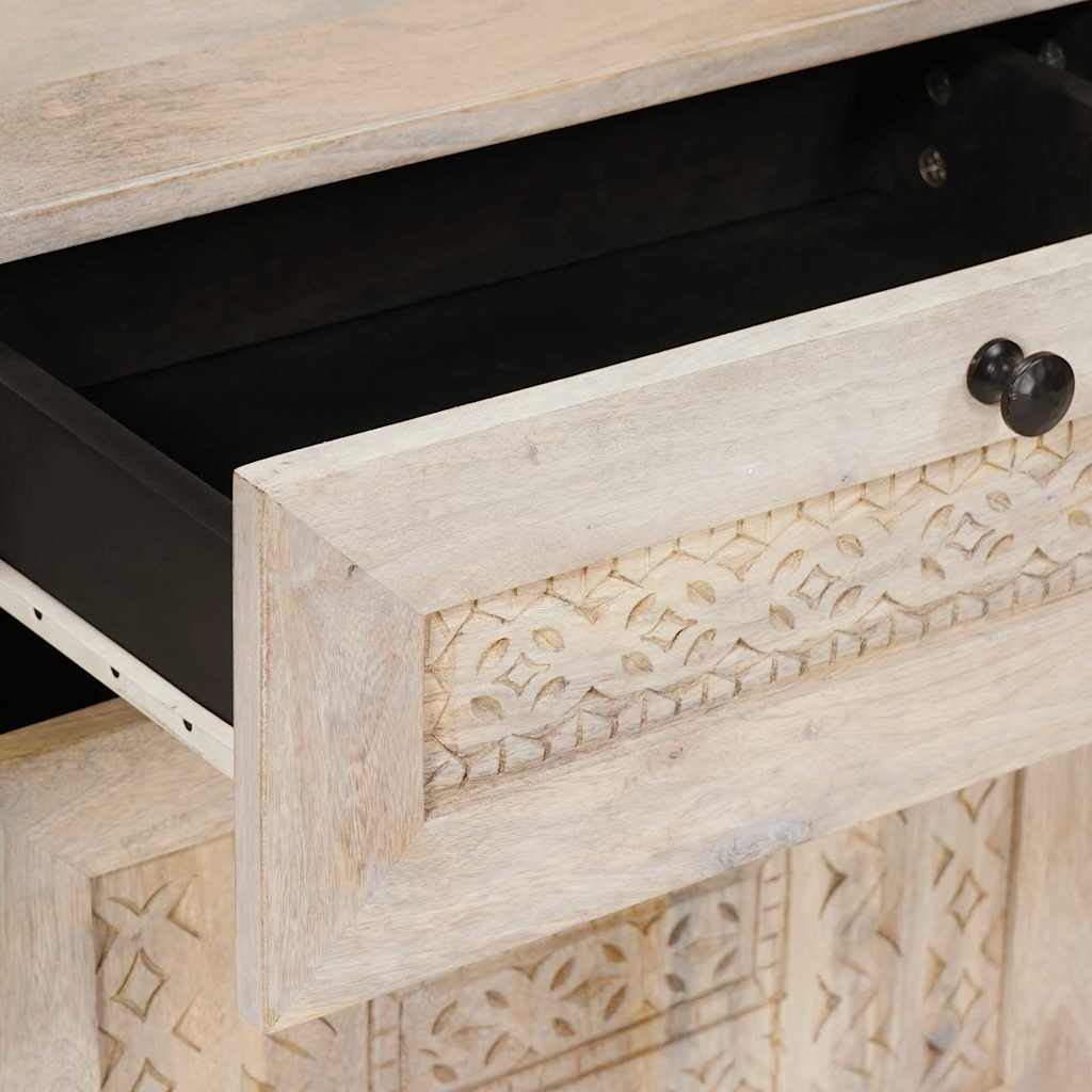 Bedside Cabinet Beige 50 x 33 x 60 cm Solid Acacia wood