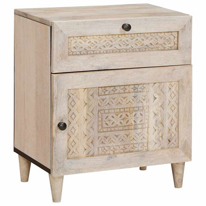Bedside Cabinet Beige 50 x 33 x 60 cm Solid Acacia wood