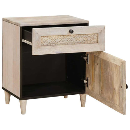 Bedside Cabinet Beige 50 x 33 x 60 cm Solid Acacia wood