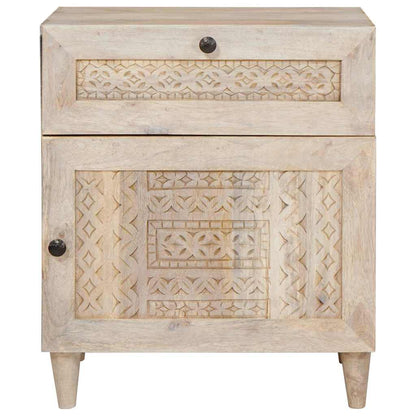 Bedside Cabinet Beige 50 x 33 x 60 cm Solid Acacia wood