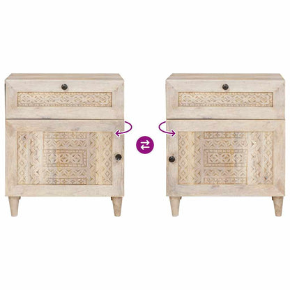 Bedside Cabinet Beige 50 x 33 x 60 cm Solid Acacia wood