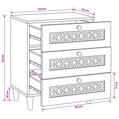 Bedside Cabinet White 50 x 33 x 62 cm Engineered Wood