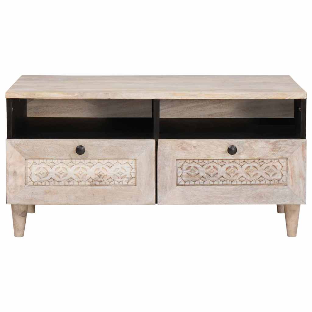 Coffee Table Bleached White 80 x 54 x 40 cm Solid Mango Wood