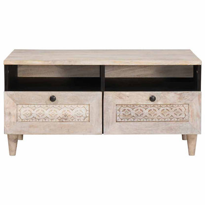 Coffee Table Bleached White 80 x 54 x 40 cm Solid Mango Wood