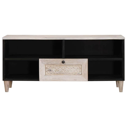 TV Cabinet Bleached White 100 x 33 x 46 cm Solid Mango Wood