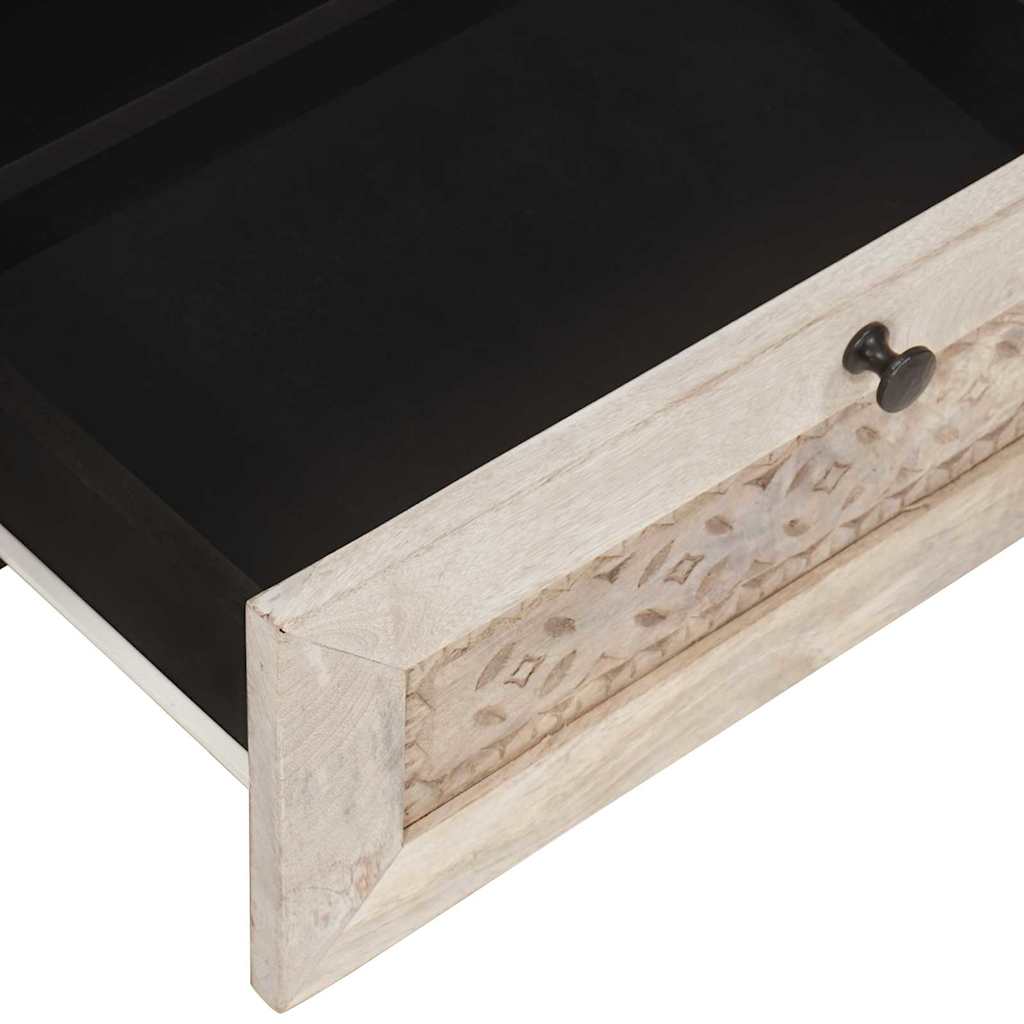 TV Cabinet Bleached White 80 x 33 x 46 cm Solid Mango Wood