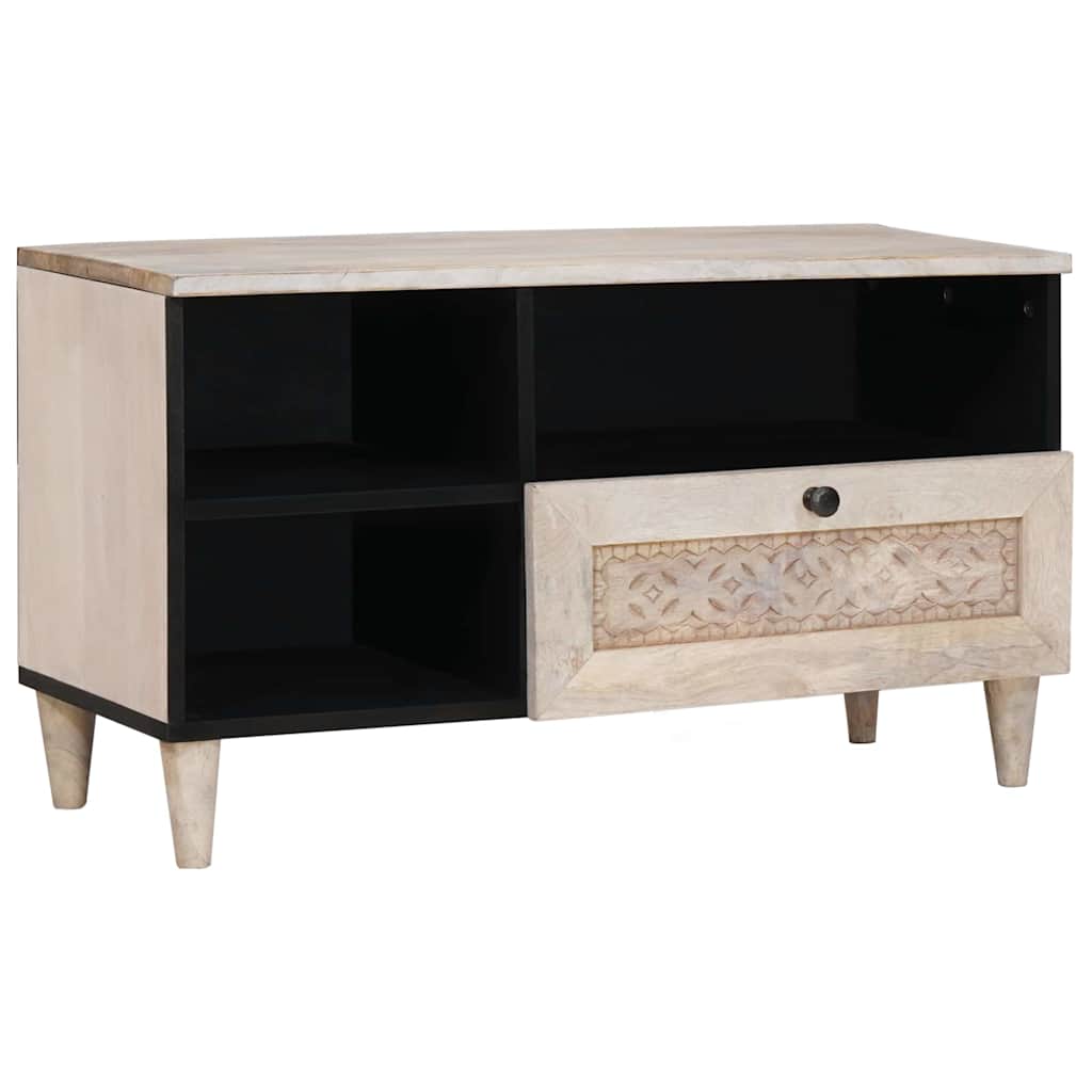 TV Cabinet Bleached White 80 x 33 x 46 cm Solid Mango Wood