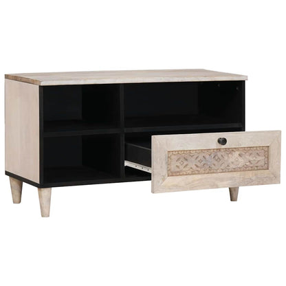 TV Cabinet Bleached White 80 x 33 x 46 cm Solid Mango Wood