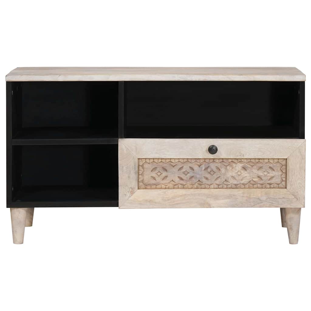 TV Cabinet Bleached White 80 x 33 x 46 cm Solid Mango Wood