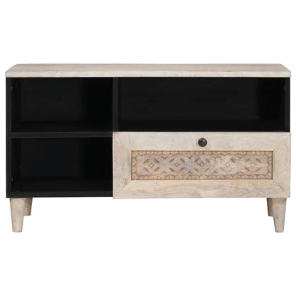 TV Cabinet Bleached White 80 x 33 x 46 cm Solid Mango Wood