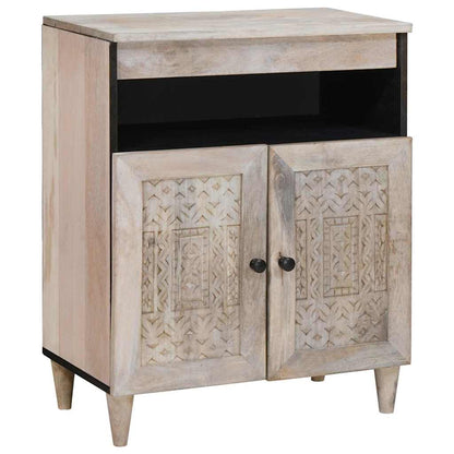 Sideboard Bleached White 60 x 33 x 75 cm Solid Mango Wood
