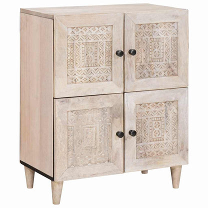 Sideboard Bleached White 60 x 33 x 75 cm Solid Mango Wood
