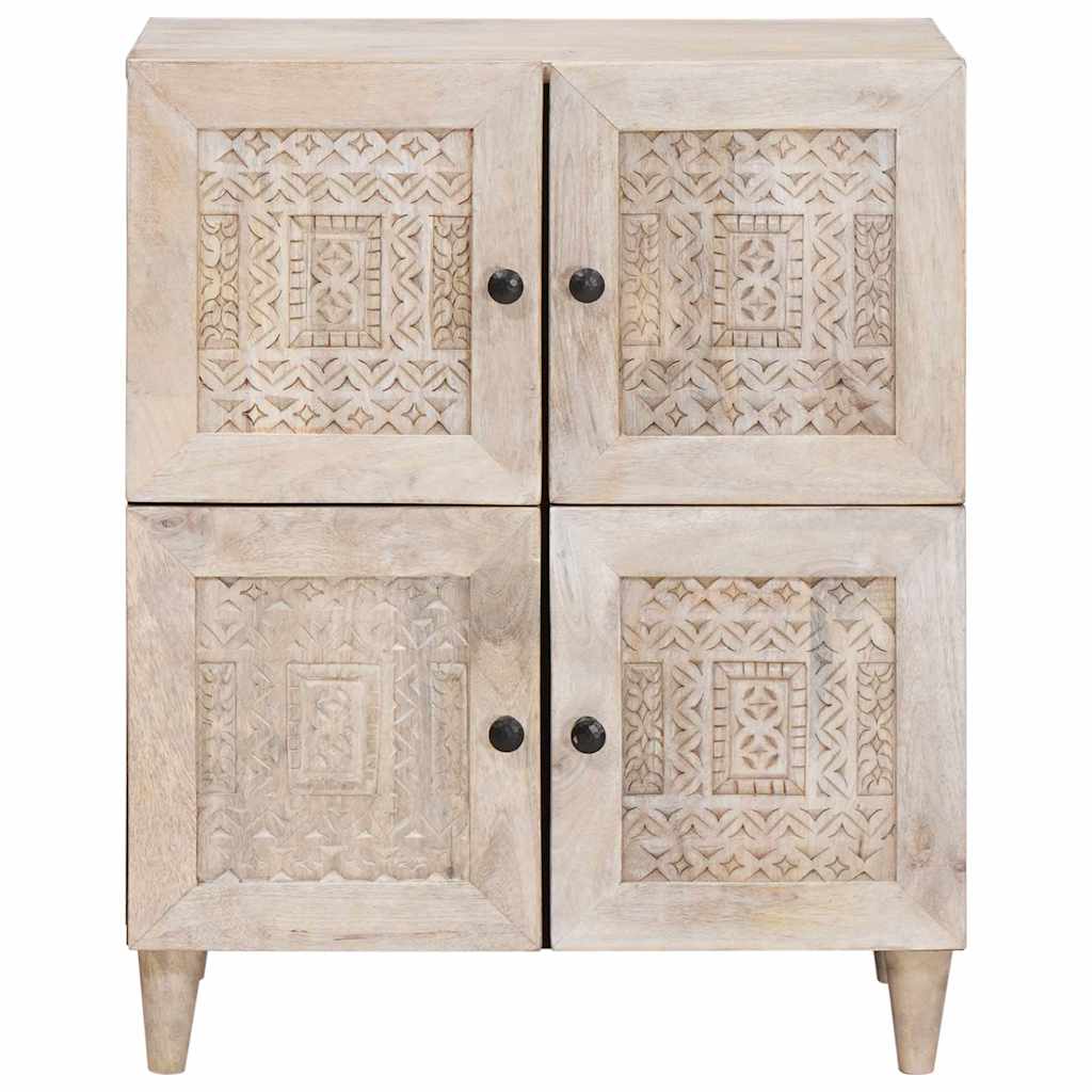 Sideboard Bleached White 60 x 33 x 75 cm Solid Mango Wood