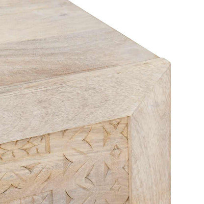 Sideboard Bleached White 80 x 33 x 75 cm Solid Mango Wood