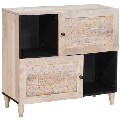 Sideboard Bleached White 80 x 33 x 75 cm Solid Mango Wood