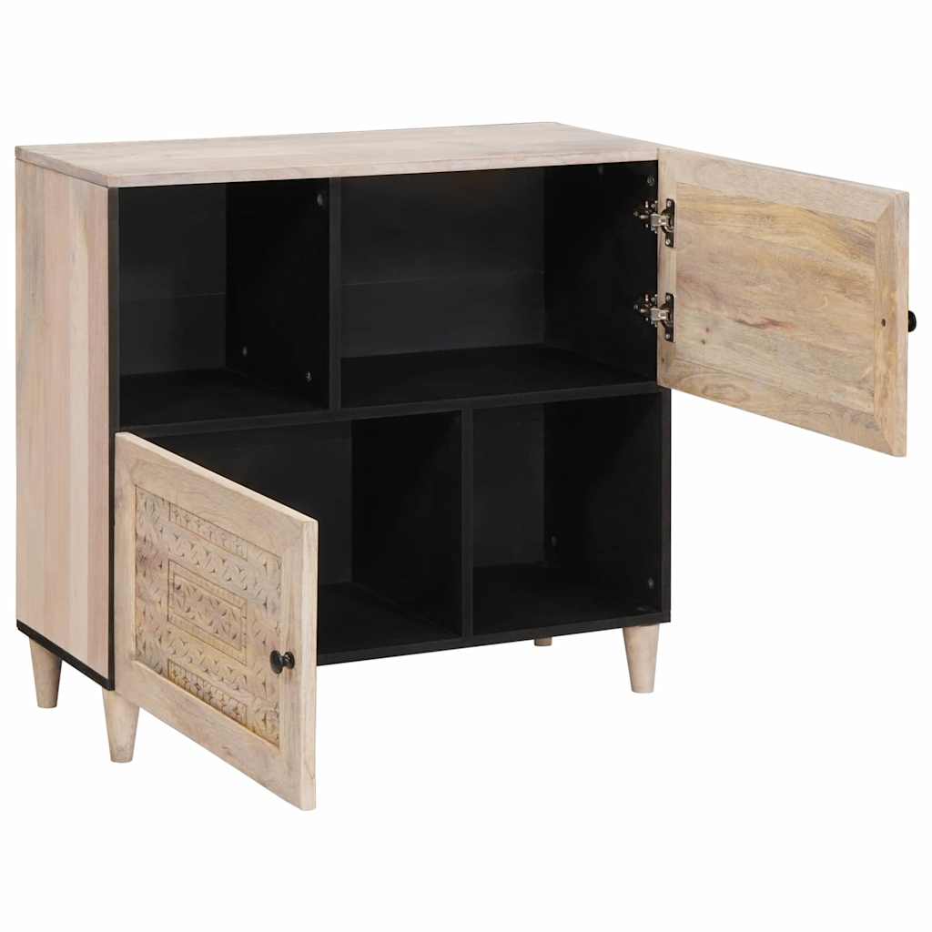 Sideboard Bleached White 80 x 33 x 75 cm Solid Mango Wood