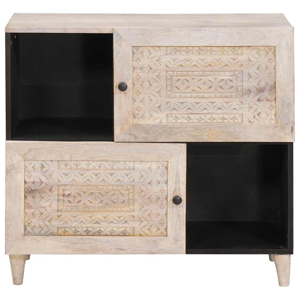 Sideboard Bleached White 80 x 33 x 75 cm Solid Mango Wood