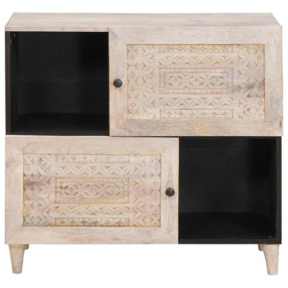 Sideboard Bleached White 80 x 33 x 75 cm Solid Mango Wood