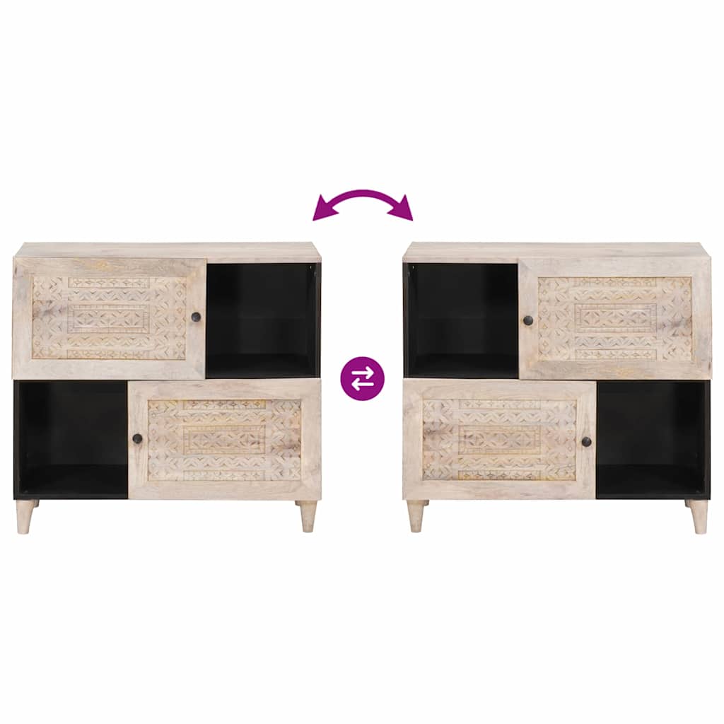 Sideboard Bleached White 80 x 33 x 75 cm Solid Mango Wood