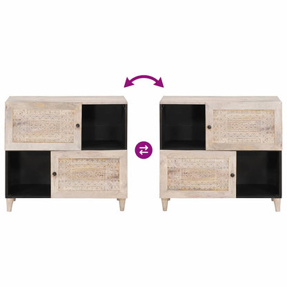Sideboard Bleached White 80 x 33 x 75 cm Solid Mango Wood