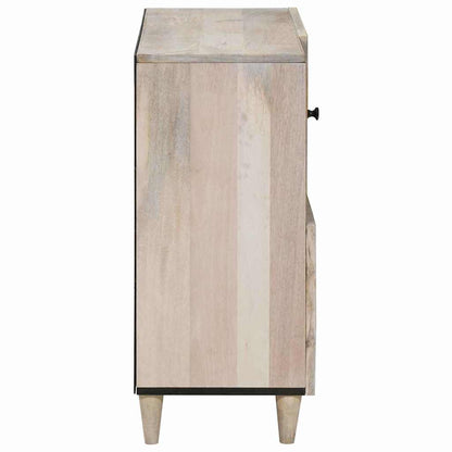 Sideboard Bleached White 80 x 33 x 75 cm Solid Mango Wood