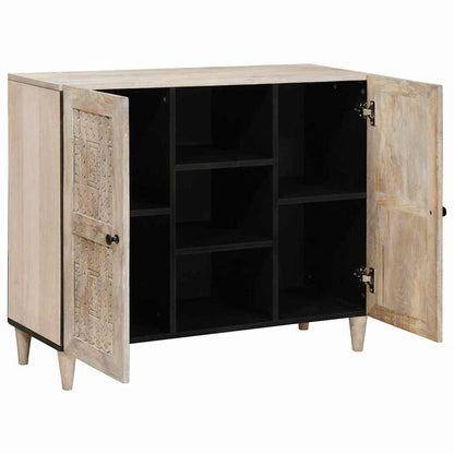 Sideboard Bleached White 90 x 33 x 75 cm Solid Mango Wood