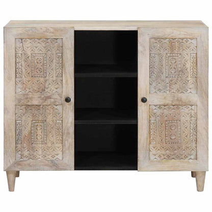 Sideboard Bleached White 90 x 33 x 75 cm Solid Mango Wood