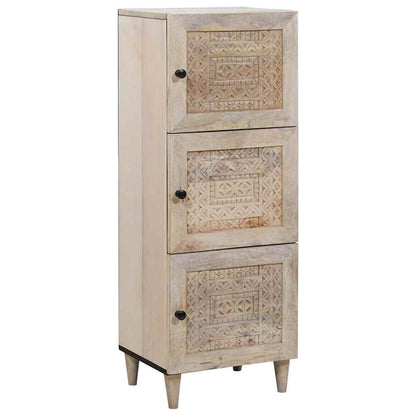 Highboard White 40 x 33 x 110 cm Solid mango wood