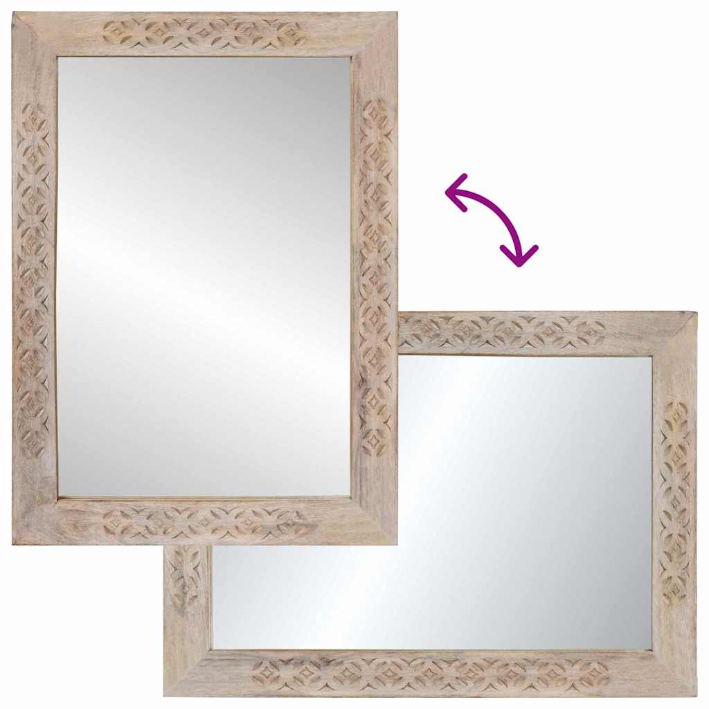 Wall Mirror Bleached White 70 x 50 cm Engineered Wood and Glass