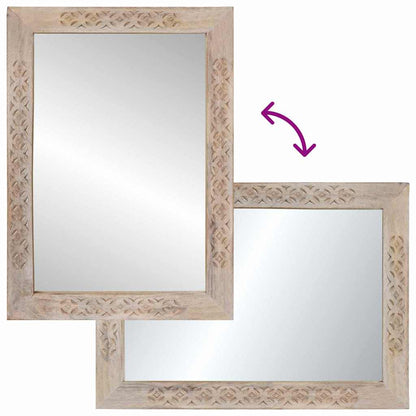 Wall Mirror Bleached White 70 x 50 cm Engineered Wood and Glass