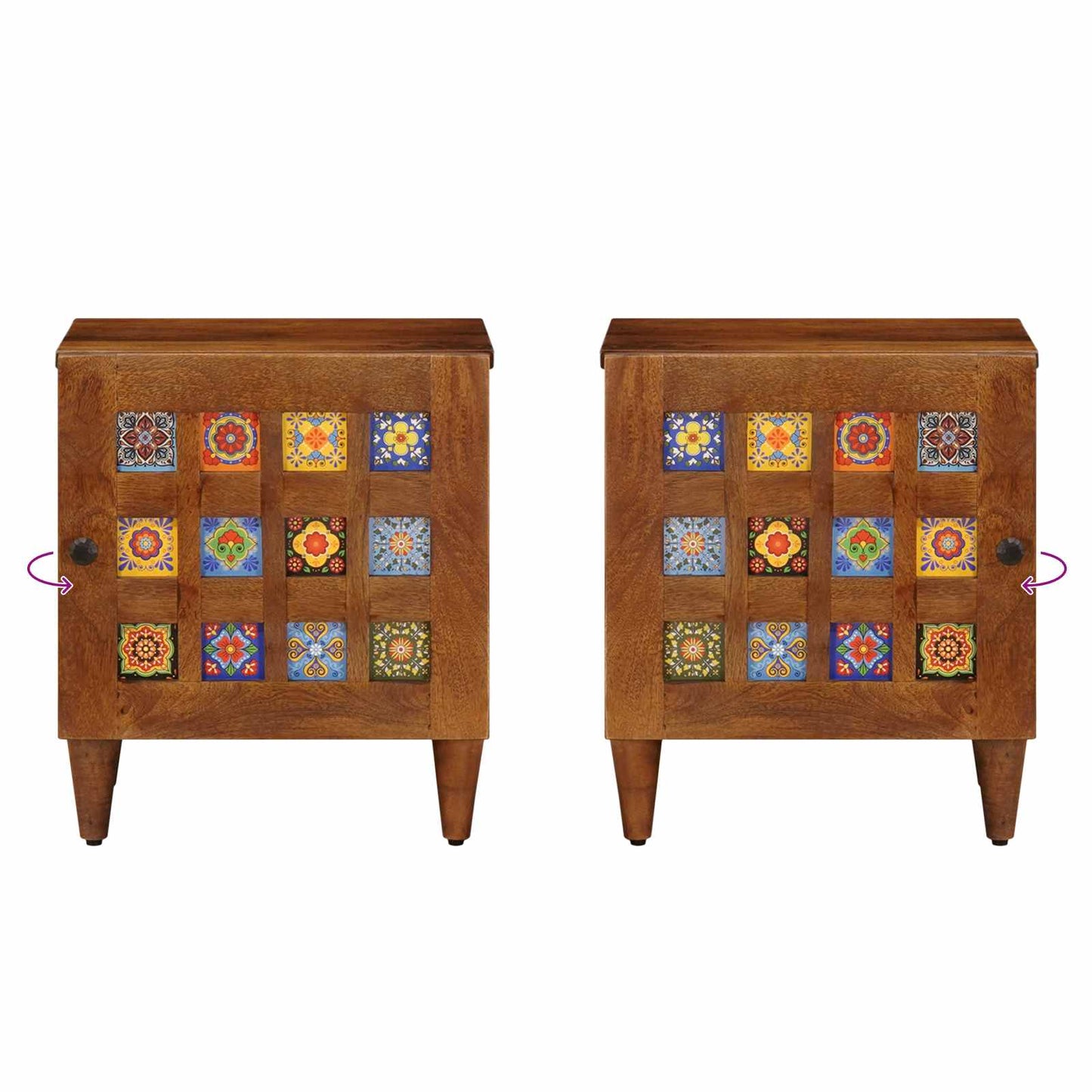Bedside Cabinet 2 pcs Brown 40 x 33 x 46 cm Solid Mango Wood