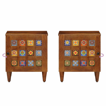 Bedside Cabinet 2 pcs Brown 40 x 33 x 46 cm Solid Mango Wood