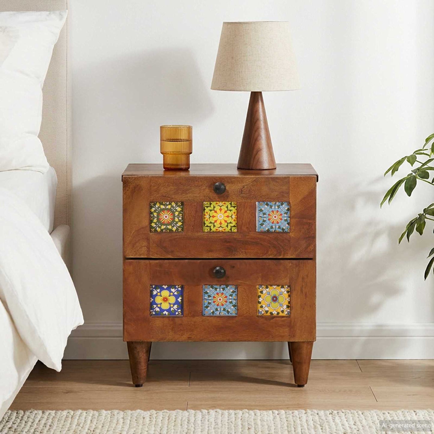 Bedside Cabinet Brown 40 x 33 x 46 cm Solid Mango Wood