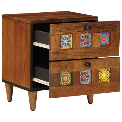 Bedside Cabinet 2 pcs Brown 40 x 33 x 46 cm Solid Mango Wood