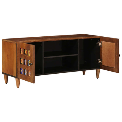 TV Cabinet with Shelf Walnut 105 x 33 x 46 cm Solid Mango Wood