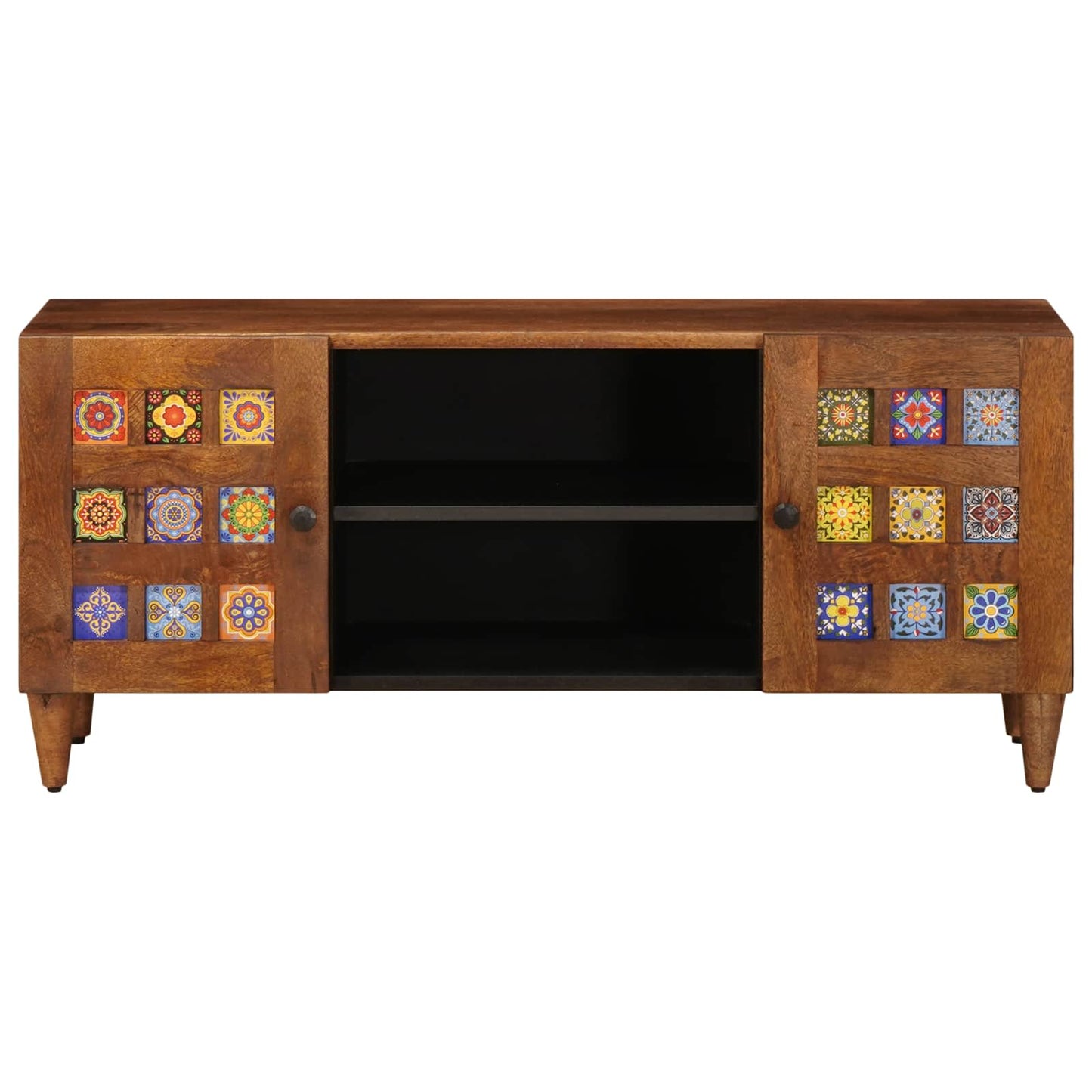 TV Cabinet with Shelf Walnut 105 x 33 x 46 cm Solid Mango Wood