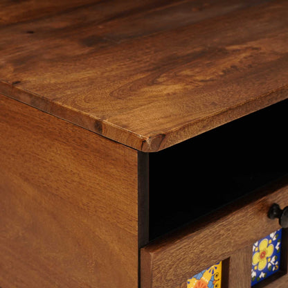 TV Cabinet with Drawer Walnut 70 x 33 x 46 cm Solid Mango Wood